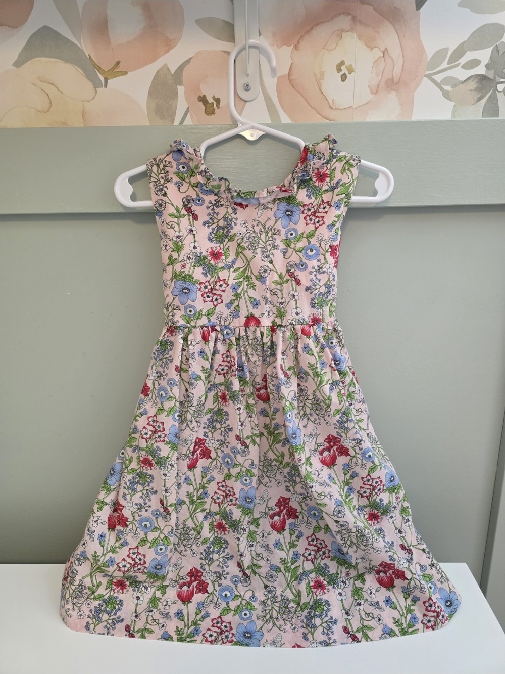 Little English 4t Smocked Brand Pink Floral Ruffle Neck Dress
